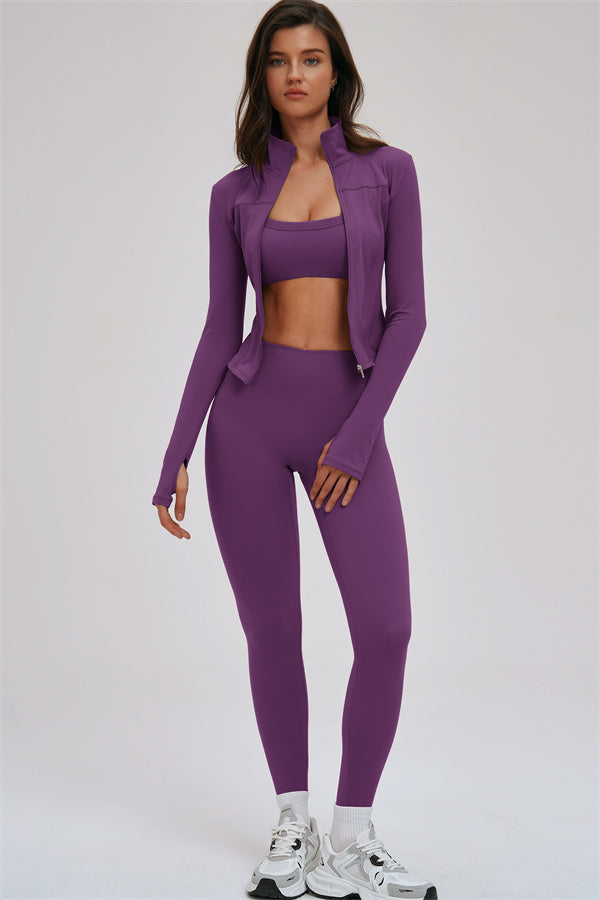 The Kinetic Zip Jacket Sports Bra Leggings | 3-Piece Set
