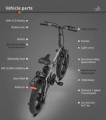 20x4.0" Foldable Fat Tire Electric Bike 48V 12.5AH Extended Range Dual Disc Brakes with Fenders