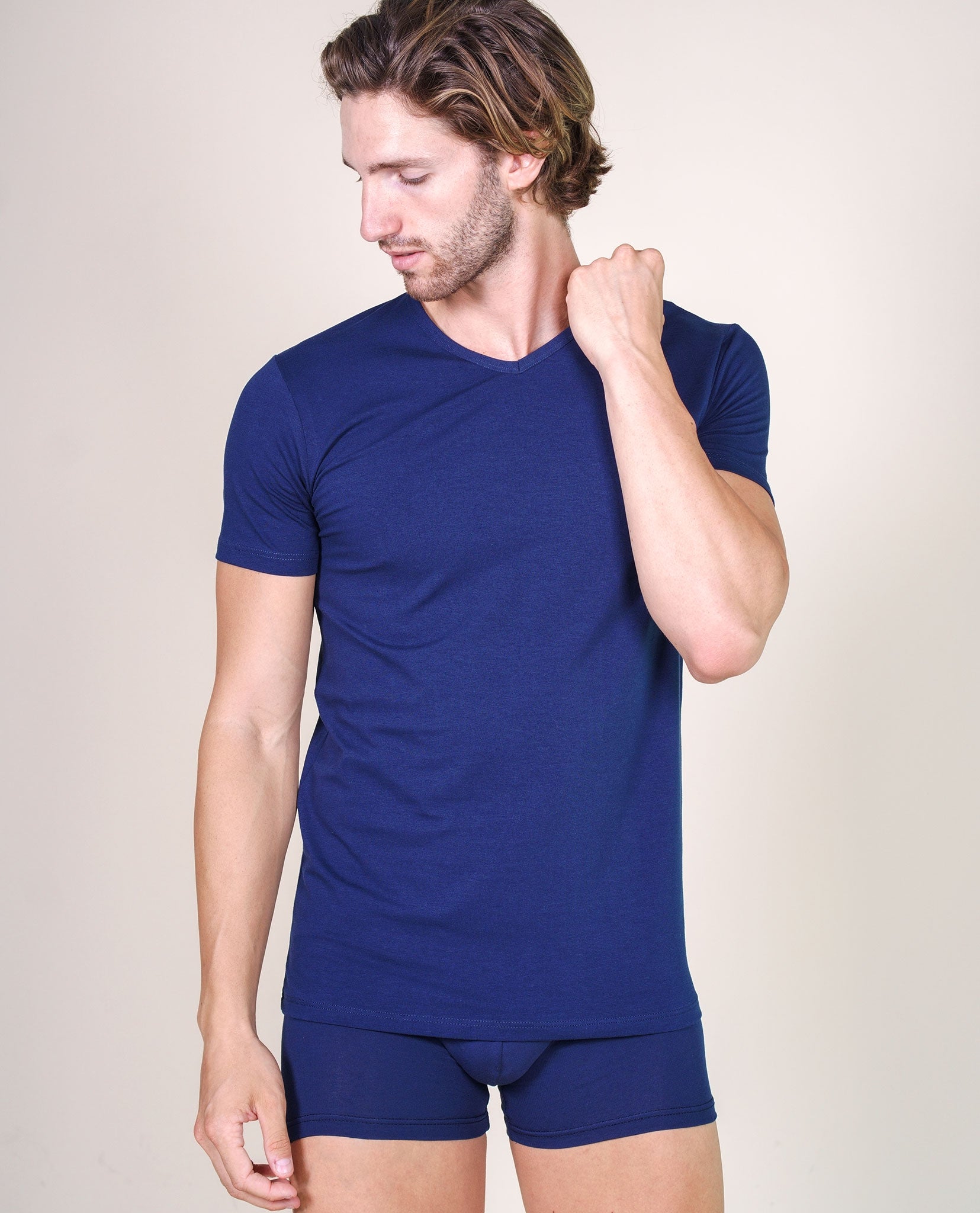 BASIC COTTON Free Spirit Premium Quality Cotton Men's V - Neck T-Shir | Proudly Made in Italy (985)