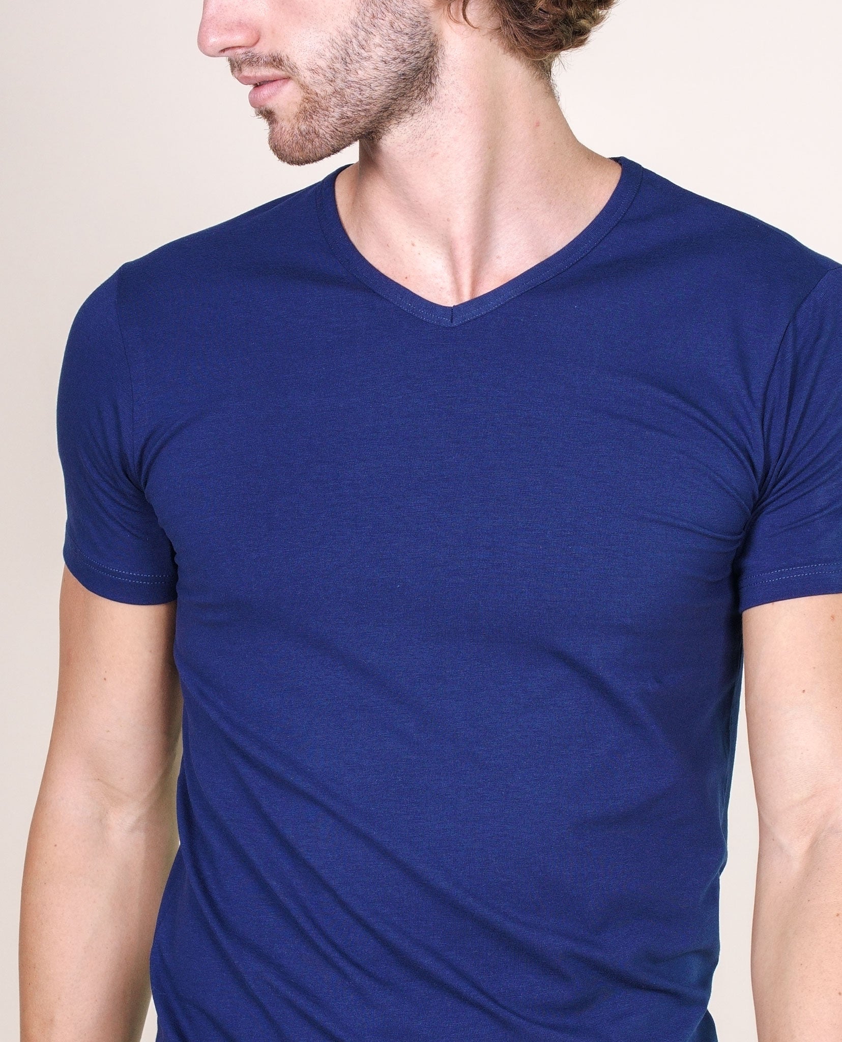 BASIC COTTON Free Spirit Premium Quality Cotton Men's V - Neck T-Shir | Proudly Made in Italy (985)