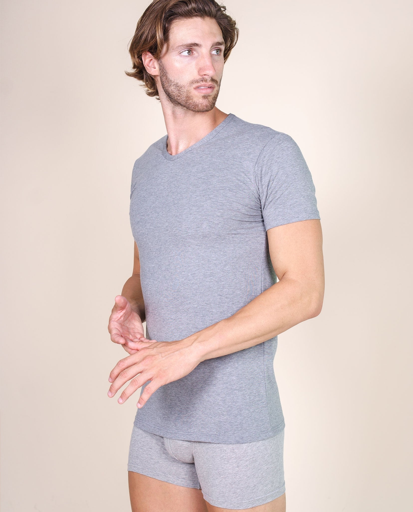 BASIC COTTON Free Spirit Premium Quality Cotton Men's V - Neck T-Shir | Proudly Made in Italy (985)