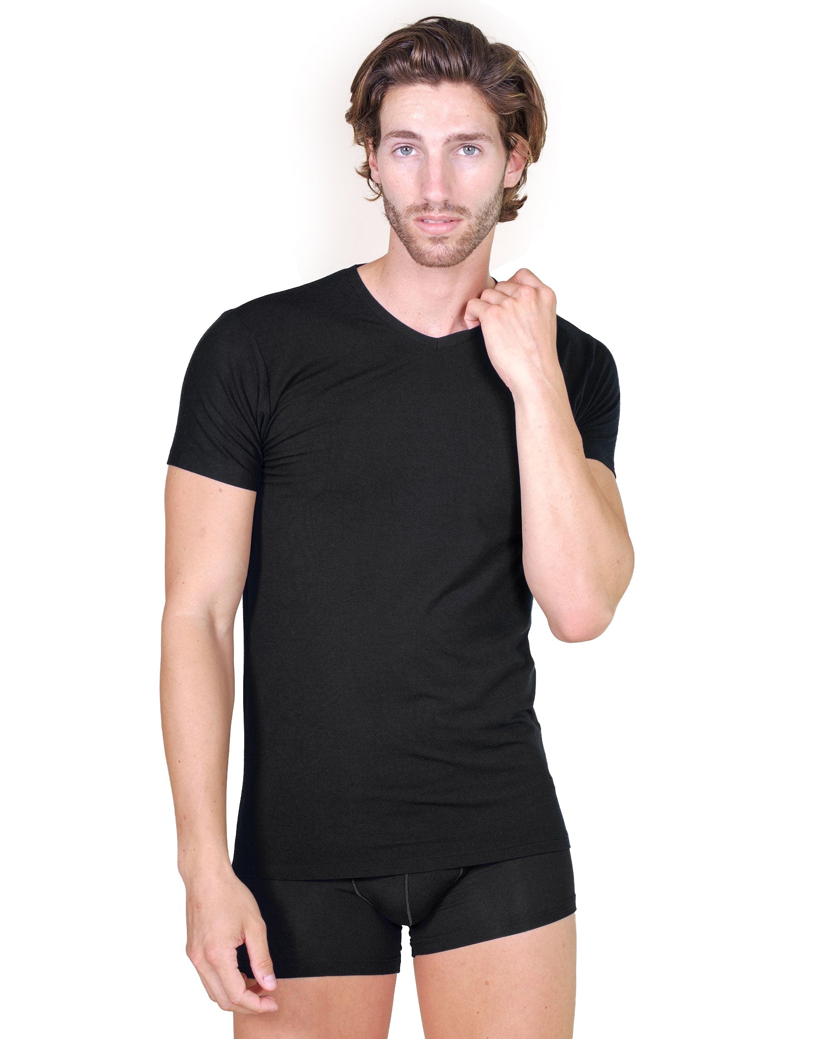 BASIC COTTON Free Spirit Premium Quality Cotton Men's V - Neck T-Shir | Proudly Made in Italy (985)