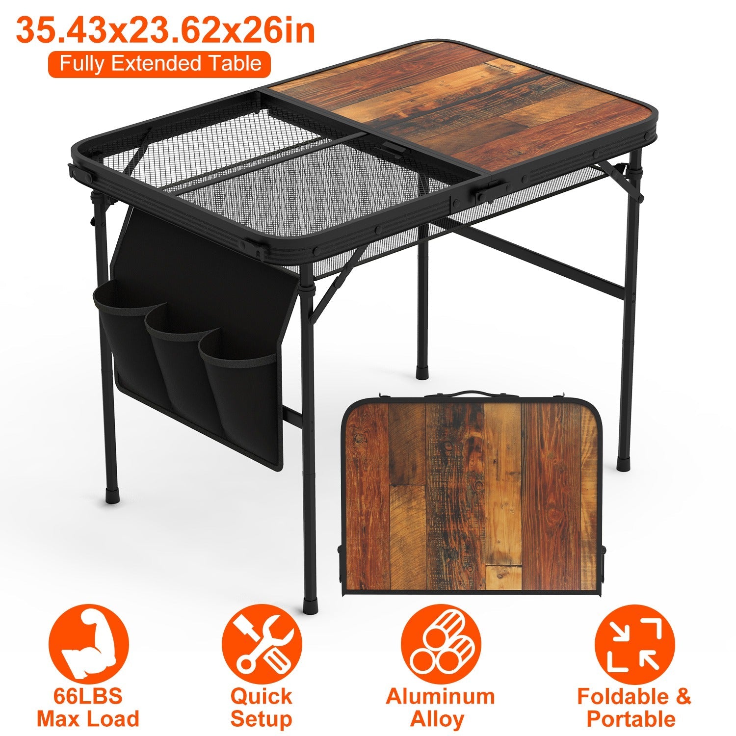 Foldable Camping Table Aluminum Alloy Grill Stand | 66 LBS