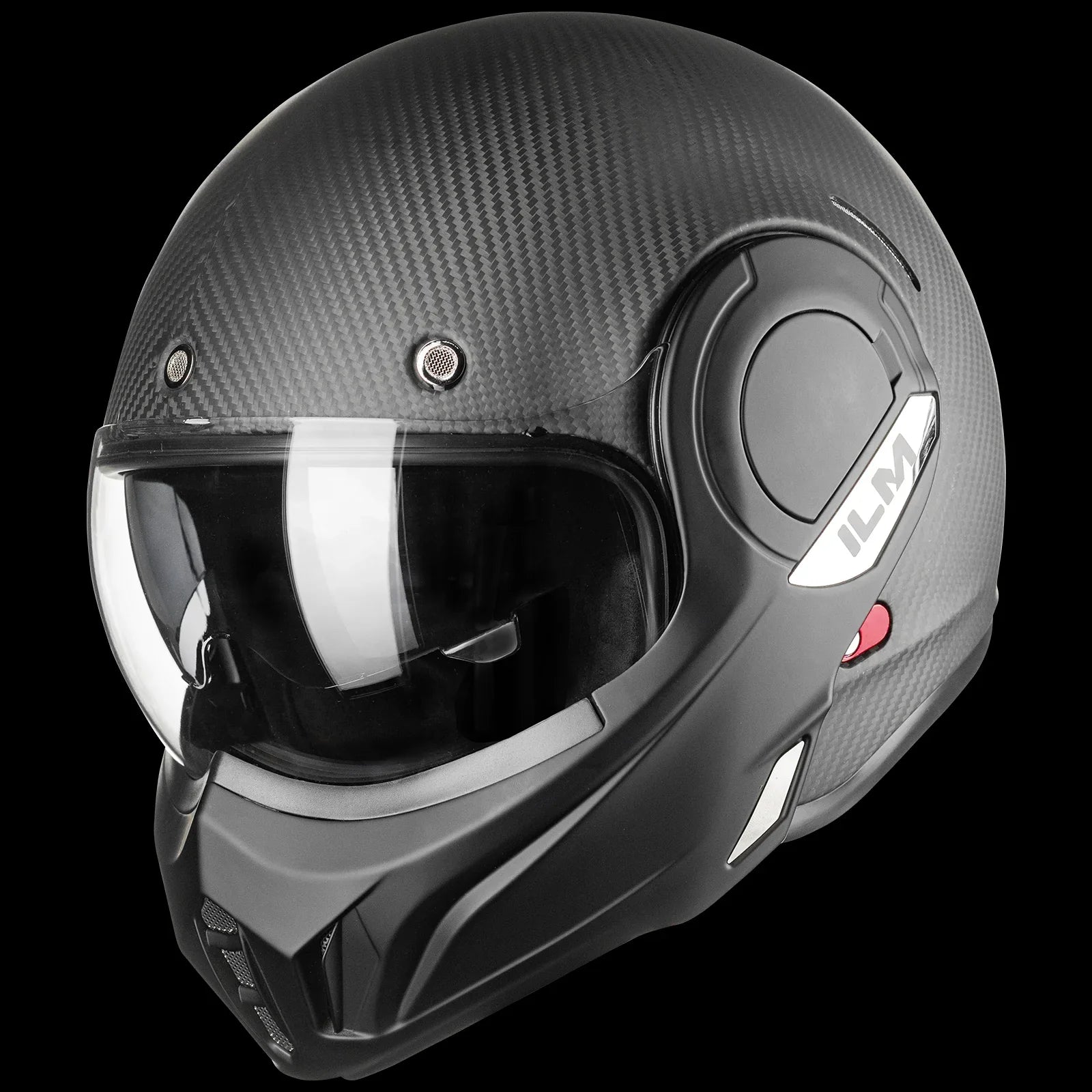 ILM Carbon Fiber Vintage Full Face Modular Motorcycle Helmet | Model B707C