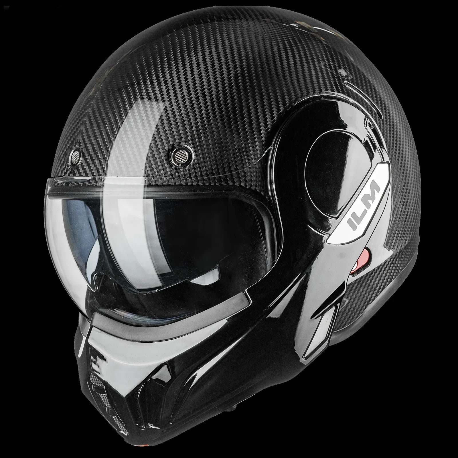 ILM Carbon Fiber Vintage Full Face Modular Motorcycle Helmet | Model B707C
