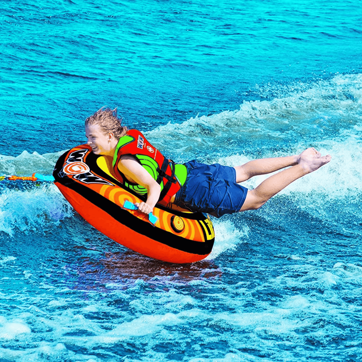 WOW Watersports Lil' Skipper 1 Person Towable with Fast Inflate and Built-In Cup Holder