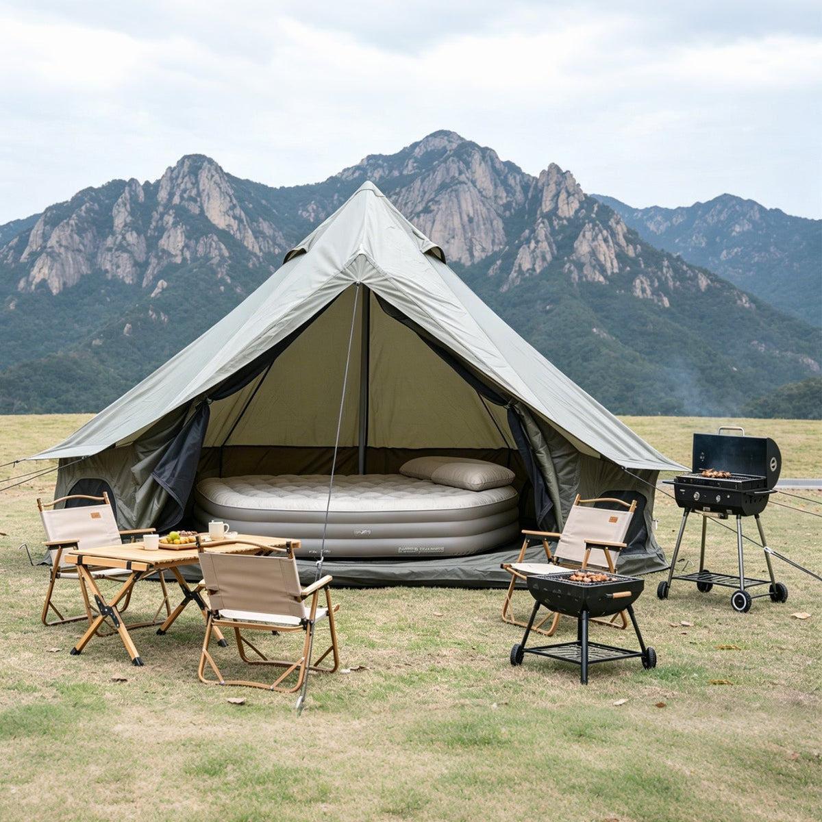 Oxford Bell Tent 9.8’/13.1’ with Stove Jack for Family Camping