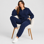 Drawstring Half Zip Hoodie and Joggers Active Set