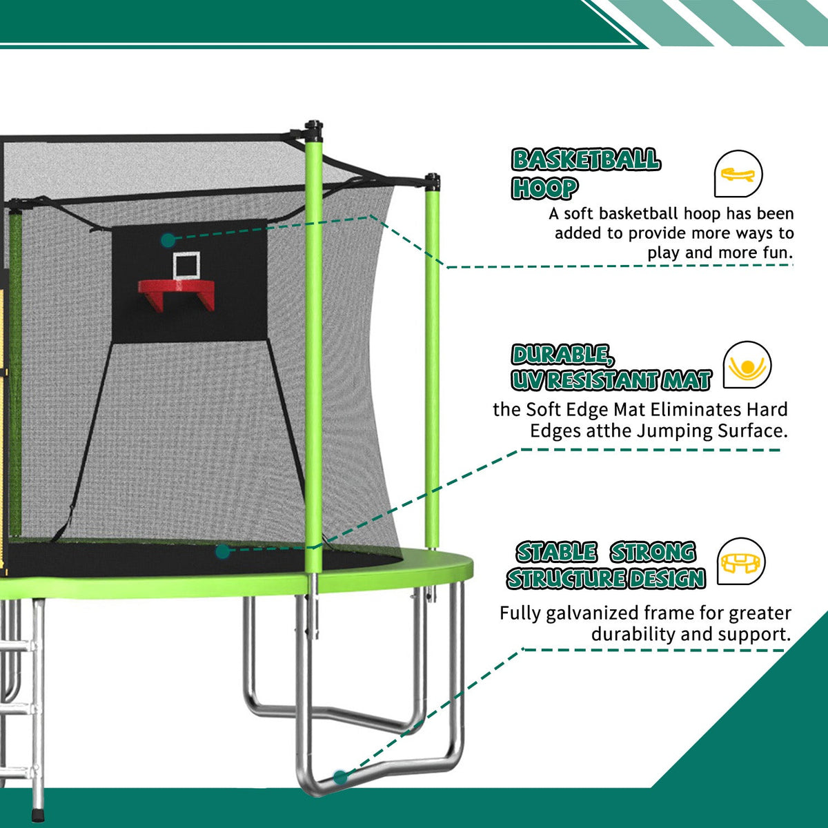 Kids Outdoor Trampoline 14' with Enclosure Net