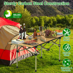 Folding Camping Carbon Steel Roll-Up Picnic & BBQ Table with Carry Bag