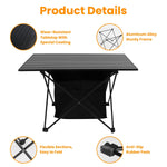 Foldable Camping Table with Storage Basket | Rustproof Aluminum Alloy & Roll-Up