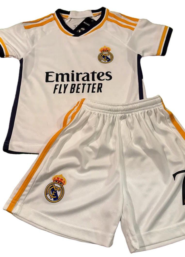 Vini Jr Kids Jersey White/Gold Real Madrid | Youth and Toddler Sizes