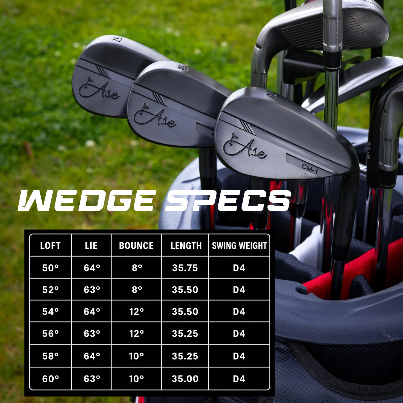 Ase BLACKOUT 3-Piece Wedge Set (52, 56, 60)