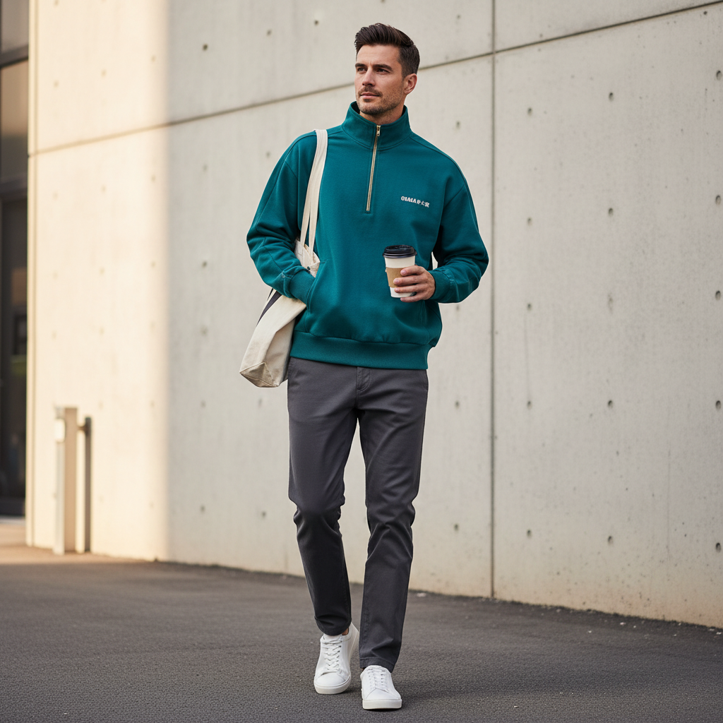 Osaka Men Half Zip Sweater | Transformative Teal