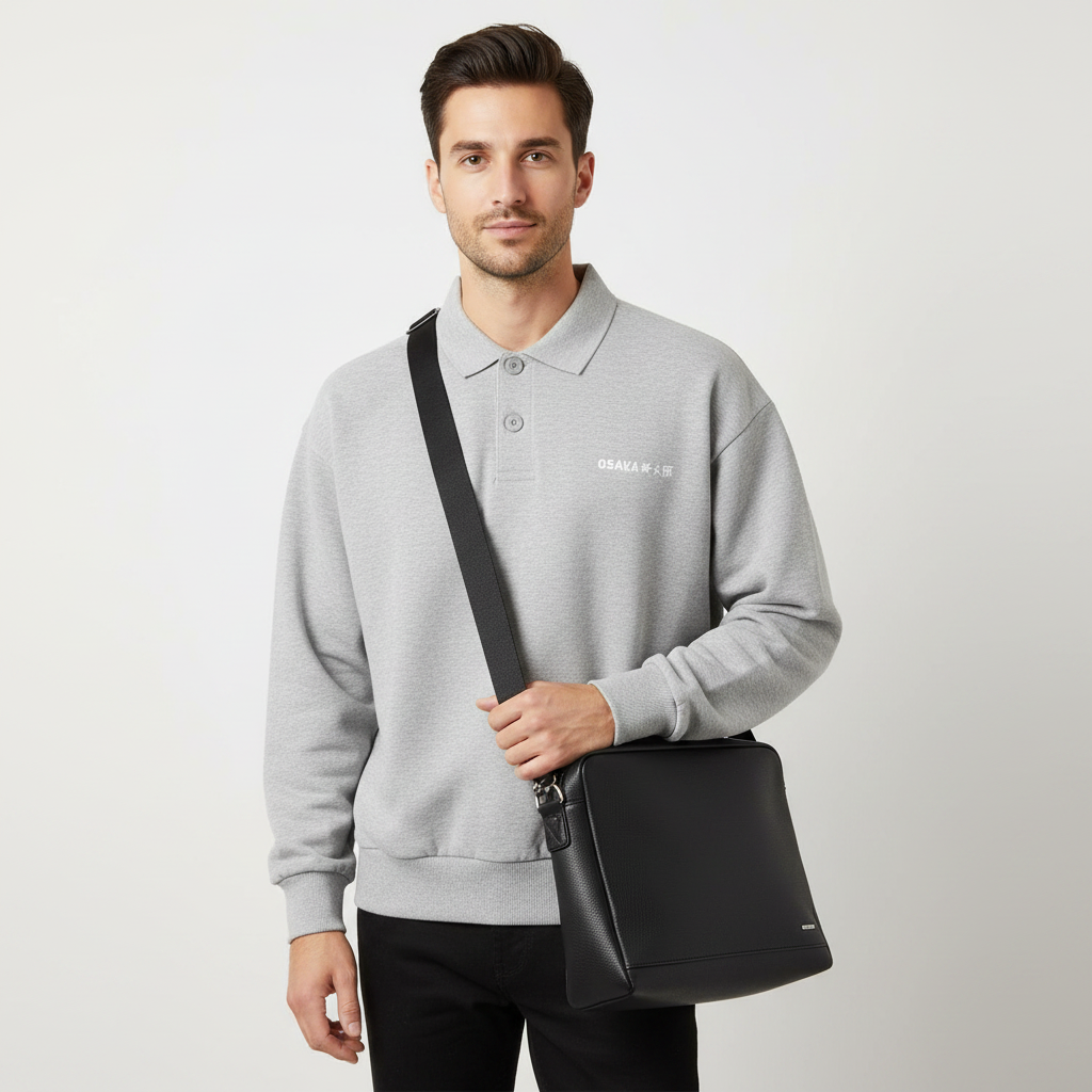 Osaka Men Polo Sweater | Heather Grey