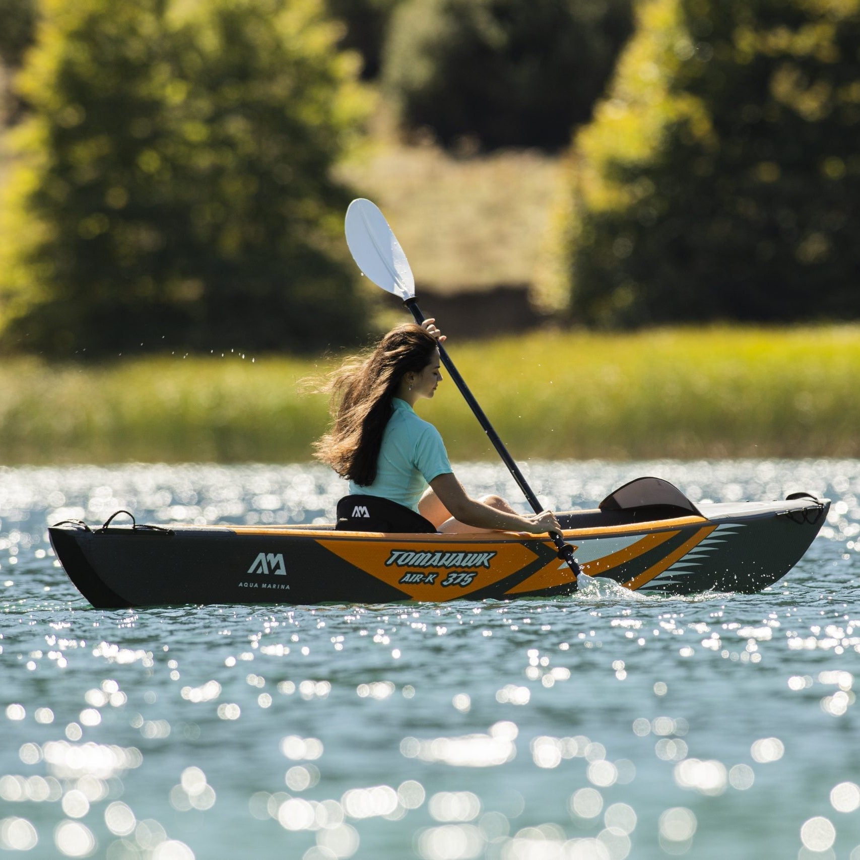 Aqua Marina TOMAHAWK AIR-K 12'4" Inflatable High Pressure Speed Kayak / Canoe