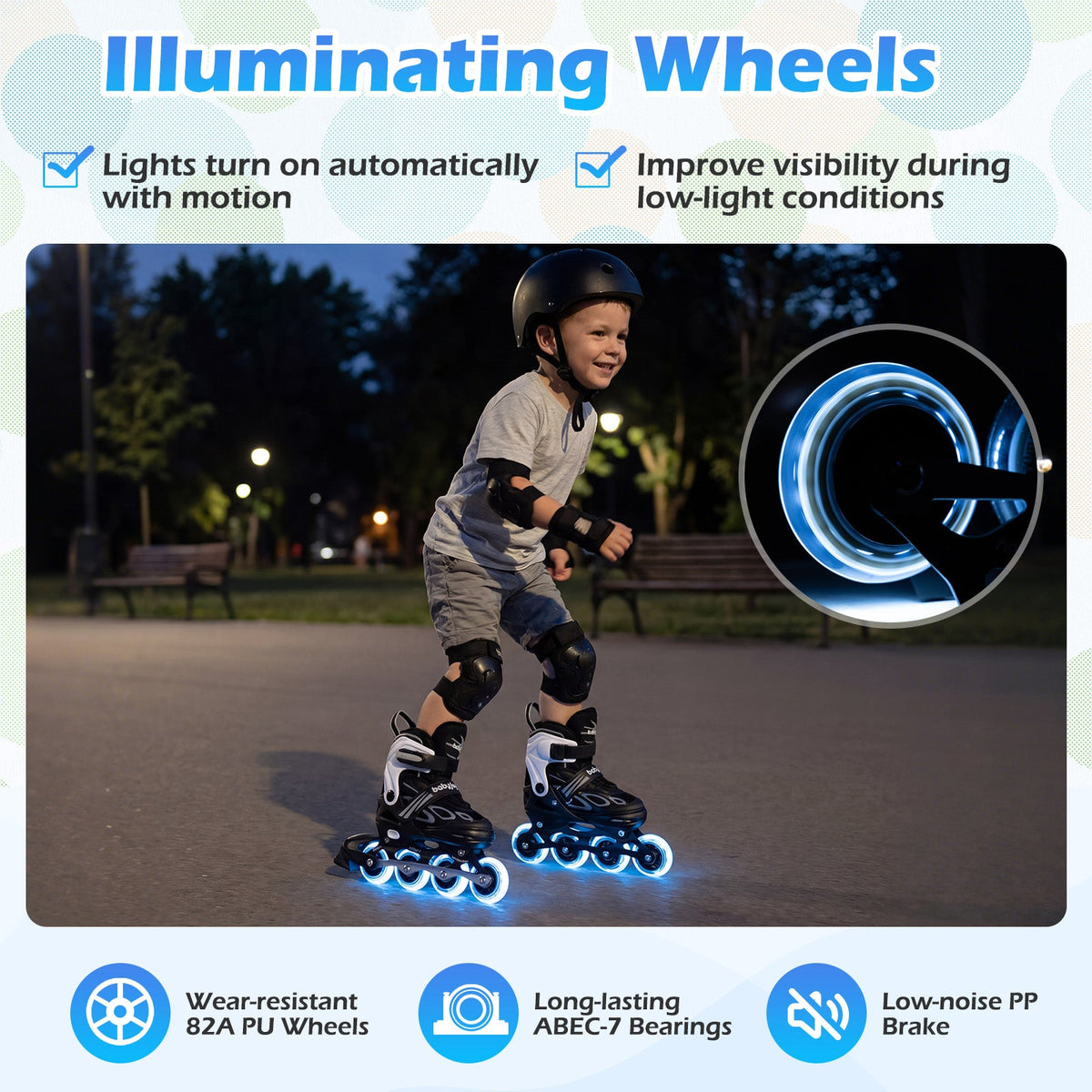 Babyjoy Adjustable Kids' (Ages 5-14) Inline Skates