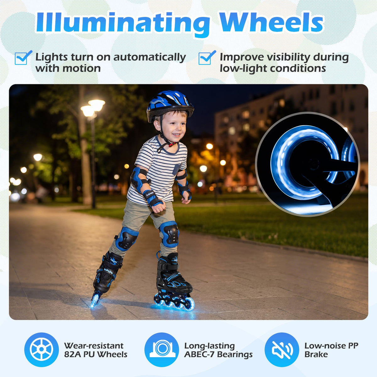 Babyjoy Adjustable Kids' (Ages 5-14) Inline Skates
