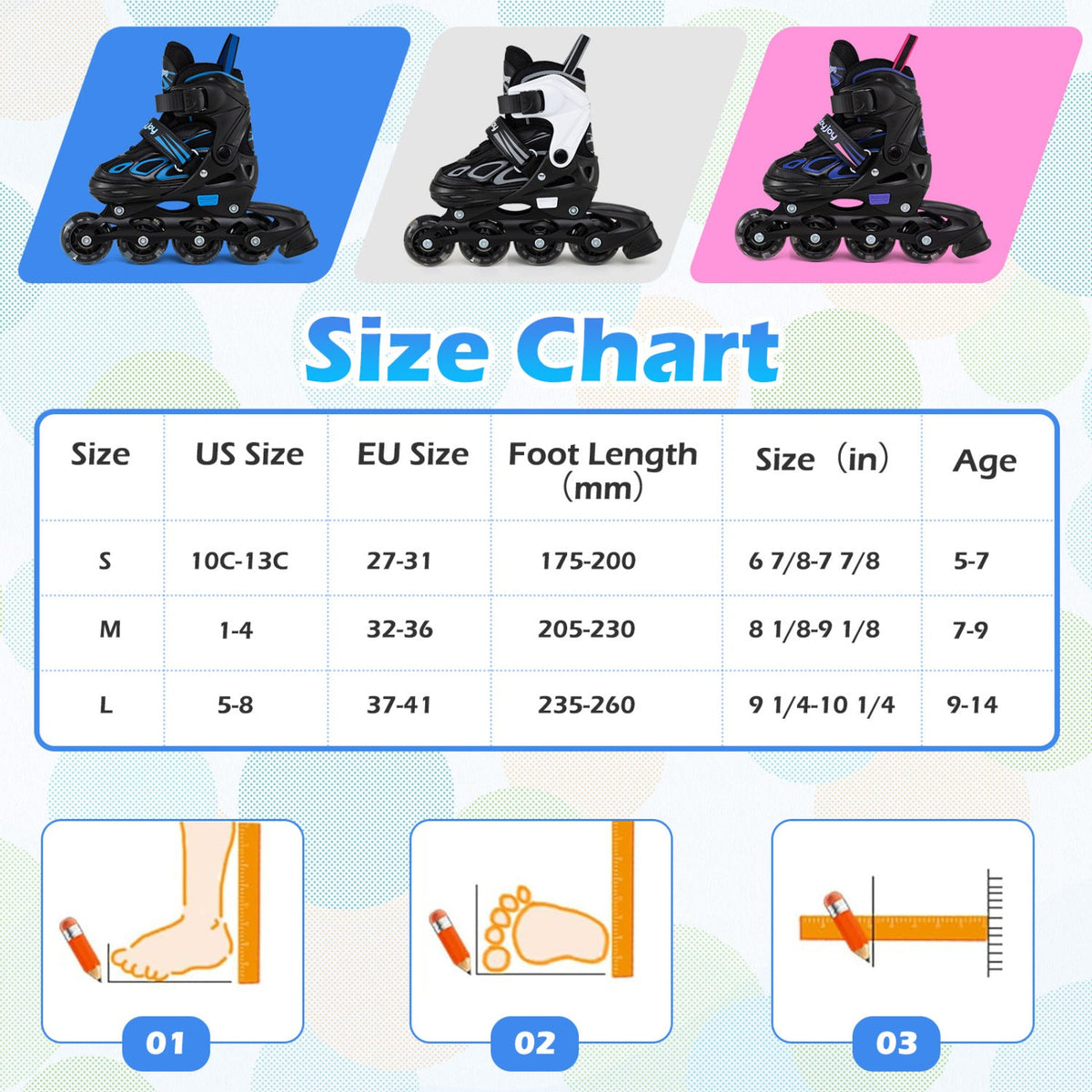 Babyjoy Adjustable Kids' (Ages 5-14) Inline Skates