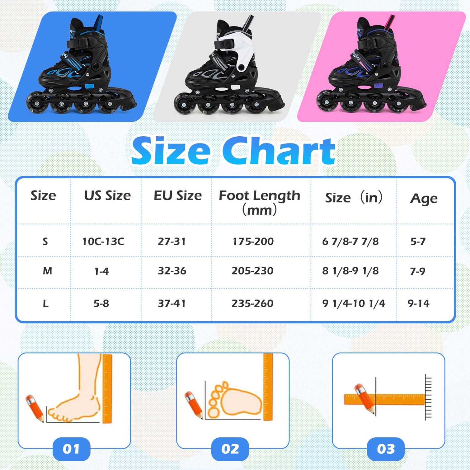 Babyjoy Adjustable Kids' (Ages 5-14) Inline Skates