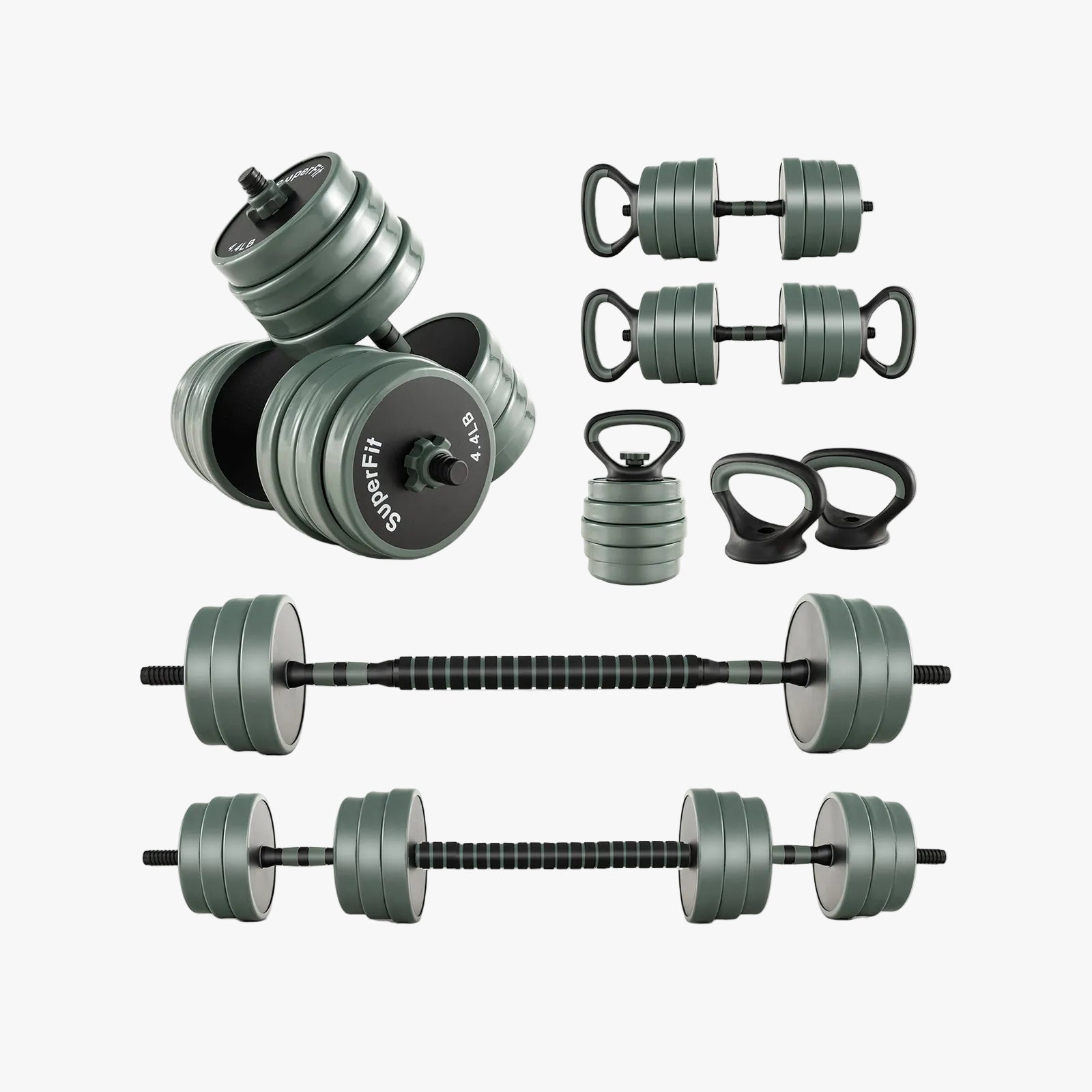 4-in-1 Adjustable Weight Dumbbell Set | Black
