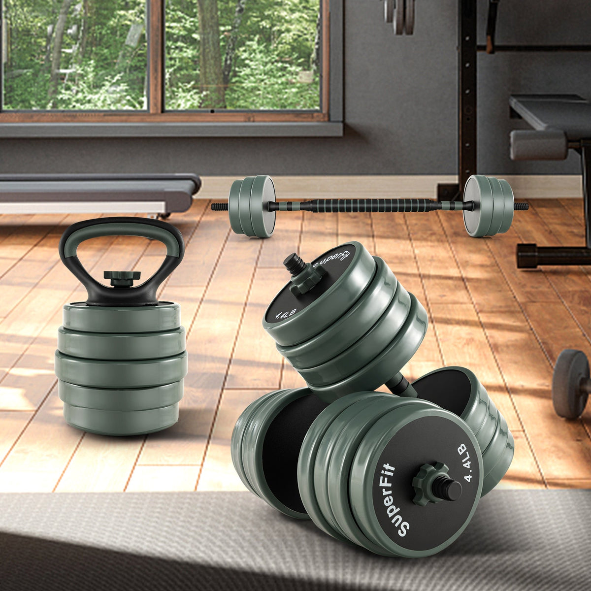 4-in-1 Adjustable Weight Dumbbell Set | Black