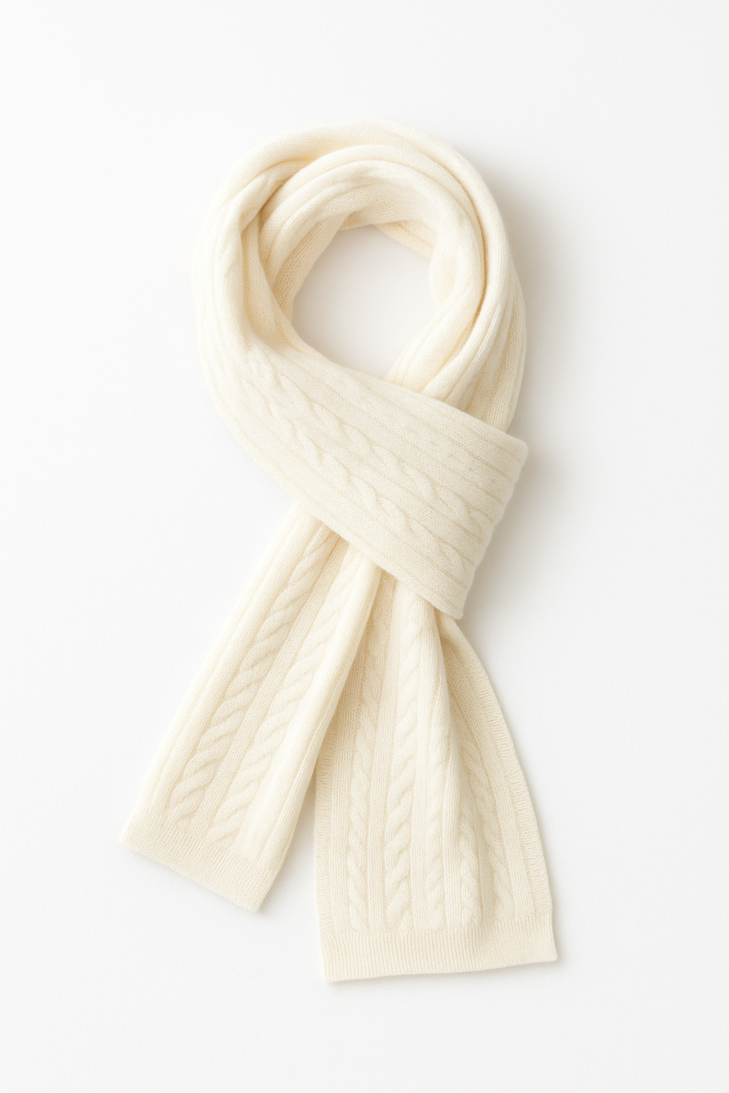 Angora and Wool | Knit Scarf (Solid Beige)