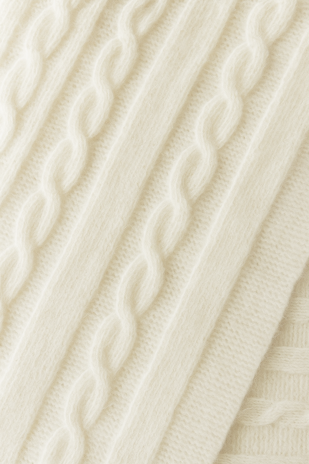 Angora and Wool | Knit Scarf (Solid Beige)