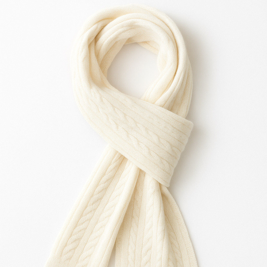 Angora and Wool | Knit Scarf (Solid Beige)
