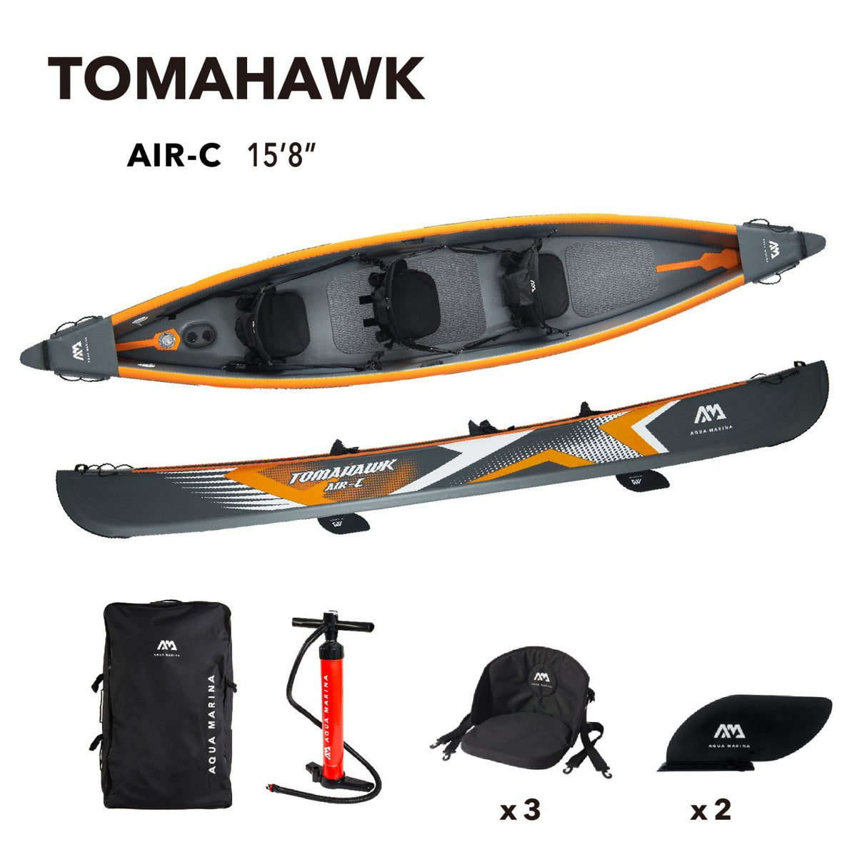 Aqua Marina TOMAHAWK AIR-C 15'8" Inflatable High Pressure Speed Kayak/Canoe