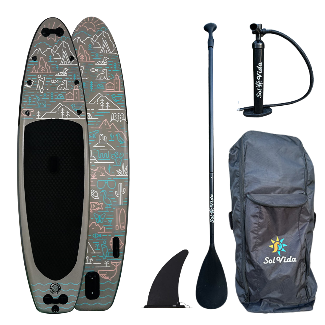 VidaGlide Oasis Pack 10’ 6” Inflatable Paddle Board + Paddle, Pump, Detachable Fin, & Carrying Case