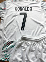 Ronaldo Portugal 2025 Away White Kids Soccer Jersey Kit | 2 Piece Set