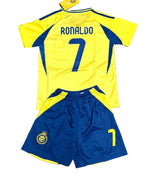 Ronaldo Yellow Al Nassr Kids Away Soccer Jersey Kit | Youth Toddler Sizes