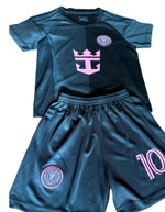 Lionel Messi Black Miami 2025 Kids Soccer Jersey Set | Football