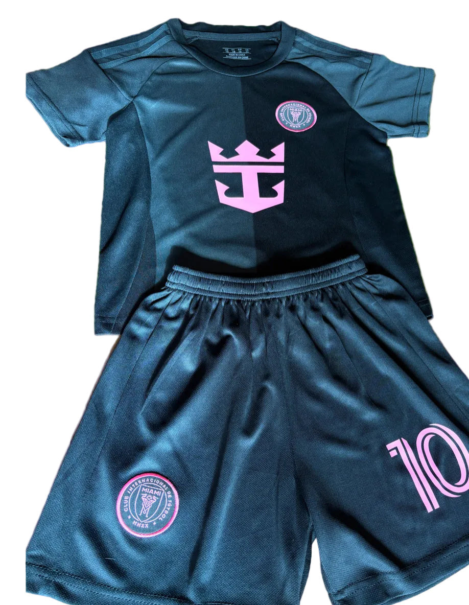Lionel Messi Black Miami 2025 Kids Soccer Jersey Set | Football