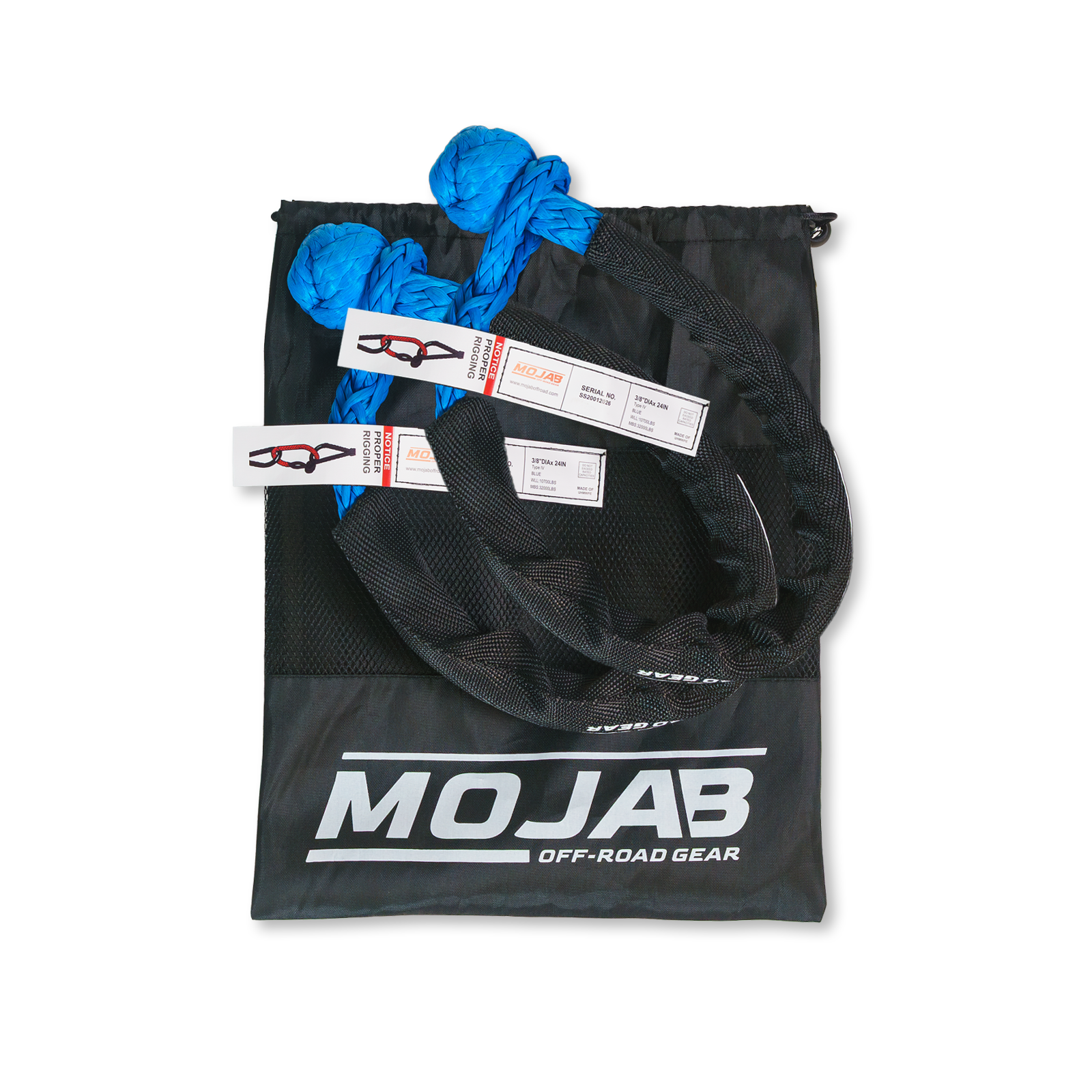 Soft Shackle 3/8'' x 24” with Sleeve and Bag (Set of 2 Shackles) | Lifetime Warranty