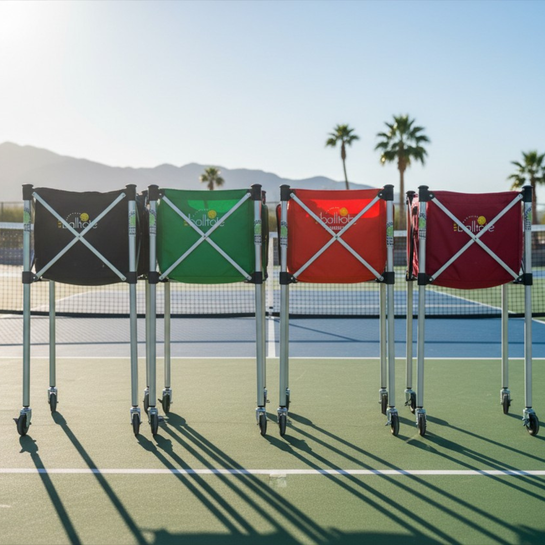 Ball Tote & Cart Portable Teaching Cart with Black Ball Tote Bag for Tennis and Pickleball Pros