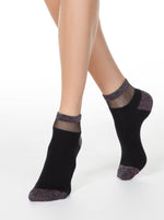 Conte Active Elegant Cotton Women's Socks with Lurex & Sheer Mesh Stripe | 20S-5SP(207)