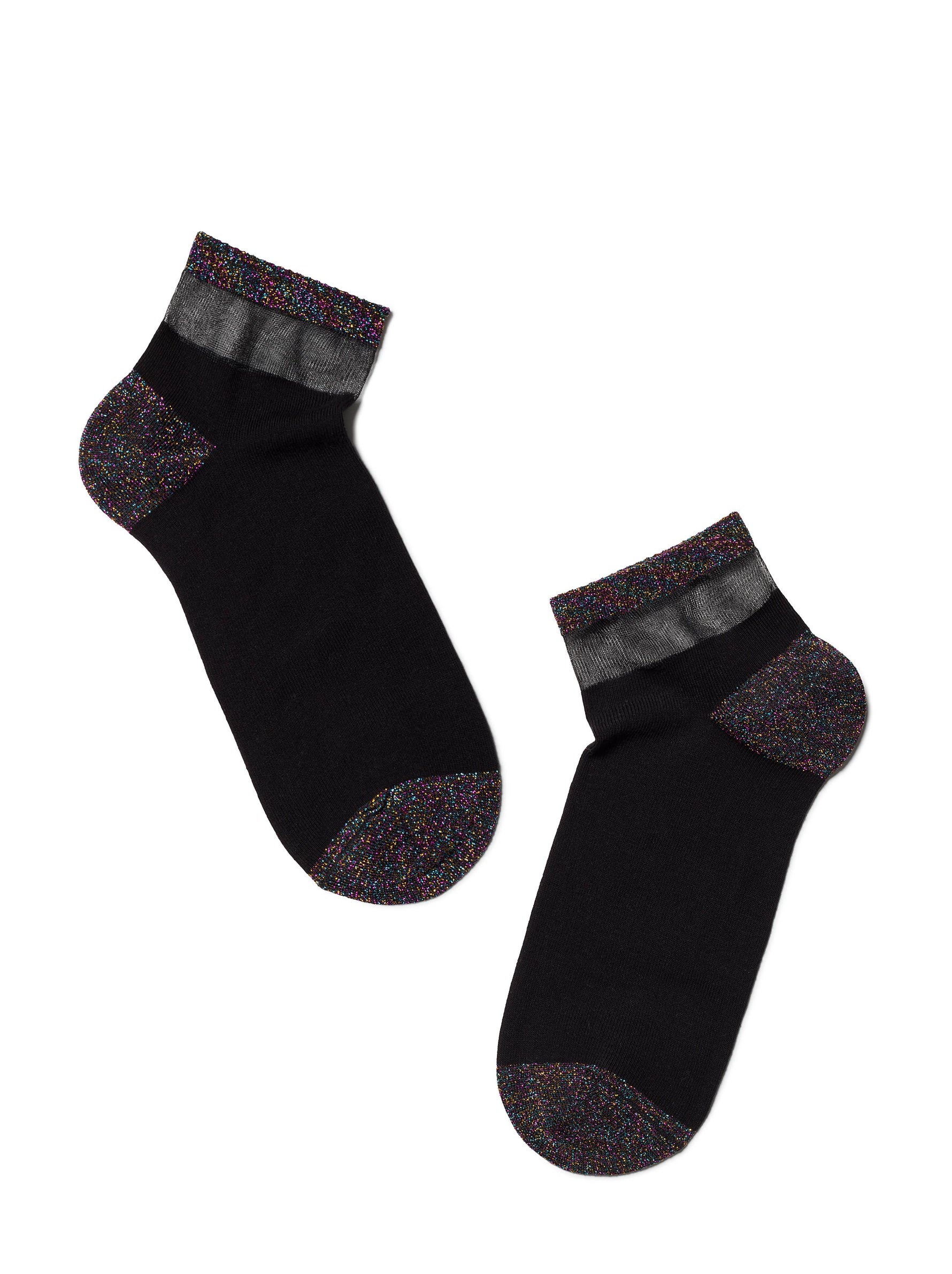 Conte Active Elegant Cotton Women's Socks with Lurex & Sheer Mesh Stripe | 20S-5SP(207)