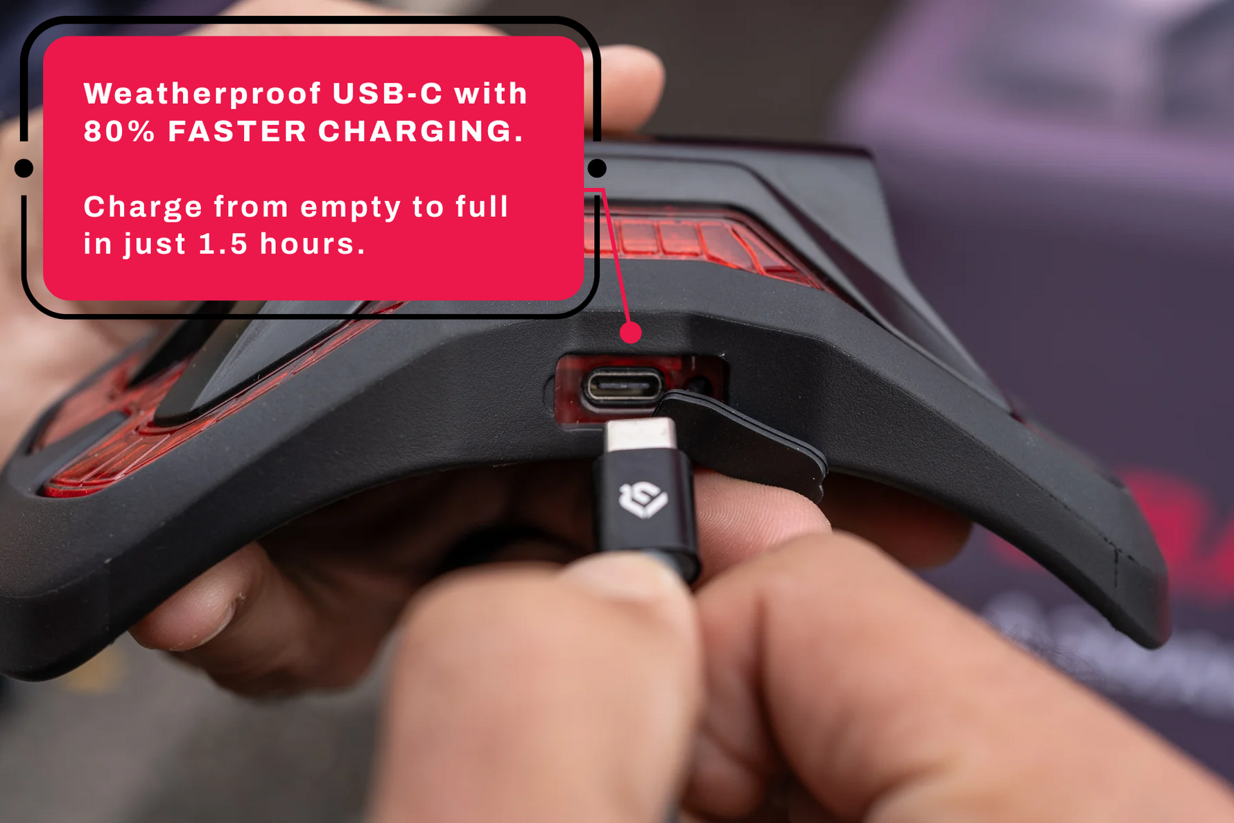 Black Brake Free USB-C Motorcycle Helmet