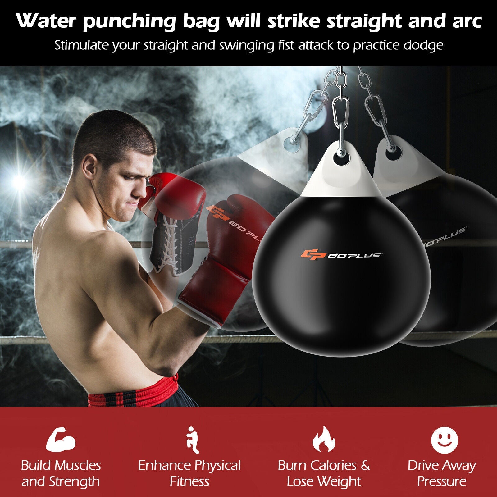 Water Heavy Punching Bag with Adjustable Metal Chain | 18" Up To 110 LBS