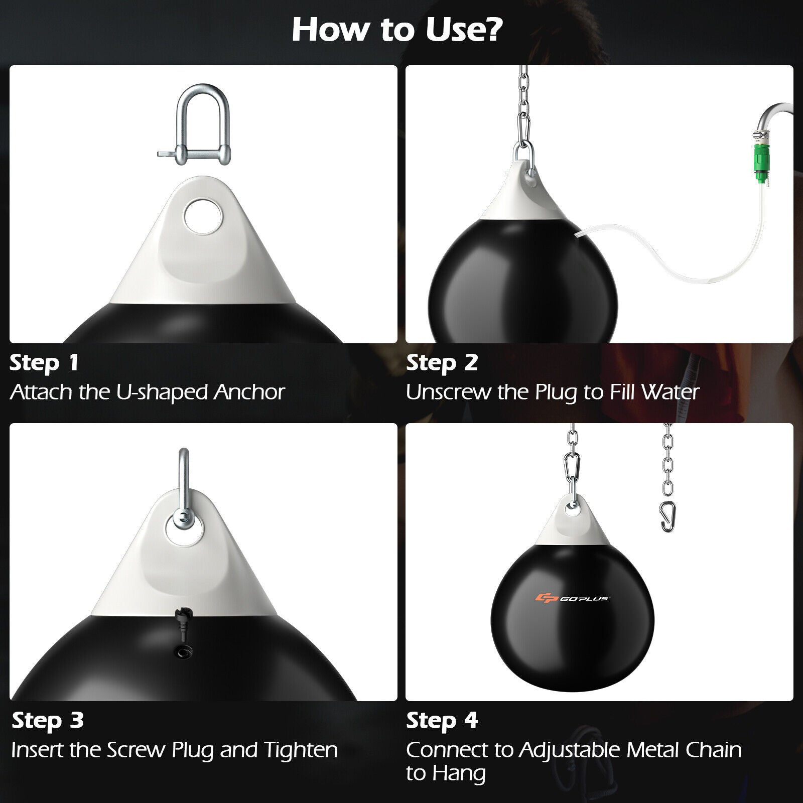 Water Heavy Punching Bag with Adjustable Metal Chain | 18" Up To 110 LBS