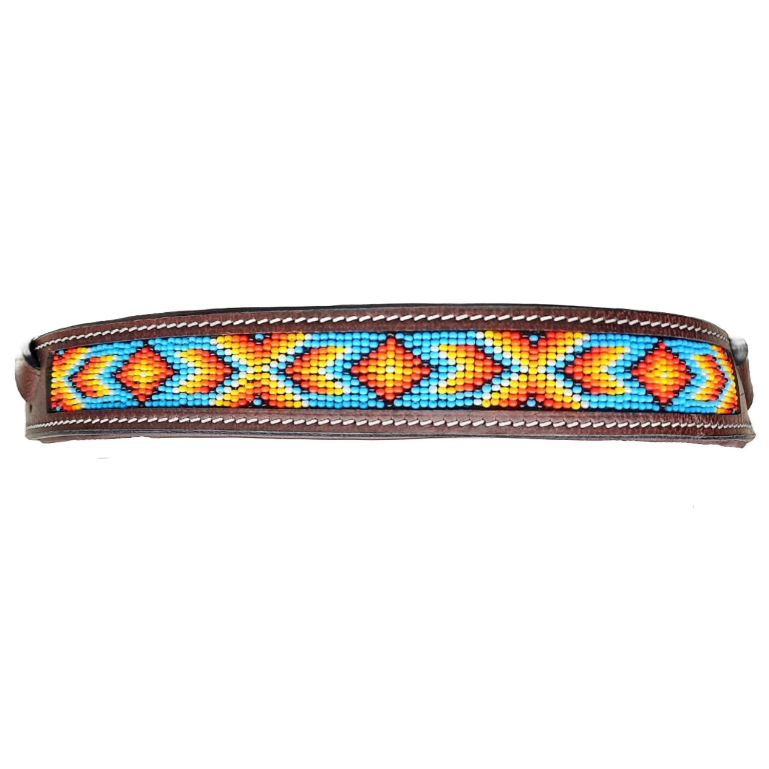 Tahoe Bitless Leather Horse Bridle | Turquoise Navajo Beaded Browband & Noseband with Split Reins