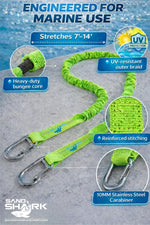 SandShark Premium Flat Bungee Line| Stretches 7-14'. Anchor and Dock Line for Boats, Jet Skis, and Pontoons.