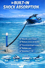 SandShark Premium Flat Bungee Line| Stretches 7-14'. Anchor and Dock Line for Boats, Jet Skis, and Pontoons.