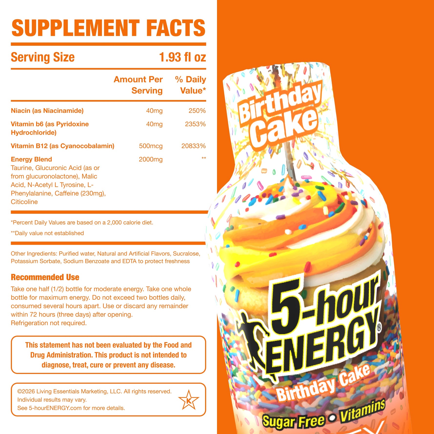 5-hour ENERGY Extra Strength Shots | Birthday Cake Flavor, 1.93 Fl Oz, 24 Pack