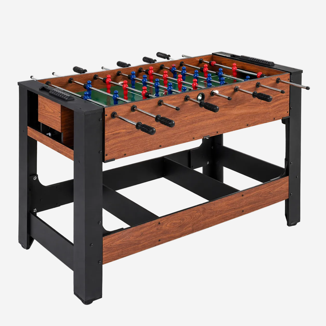 2-in-1 Full Size Foosball and Pool Combo Table with Legs | Black & Brown