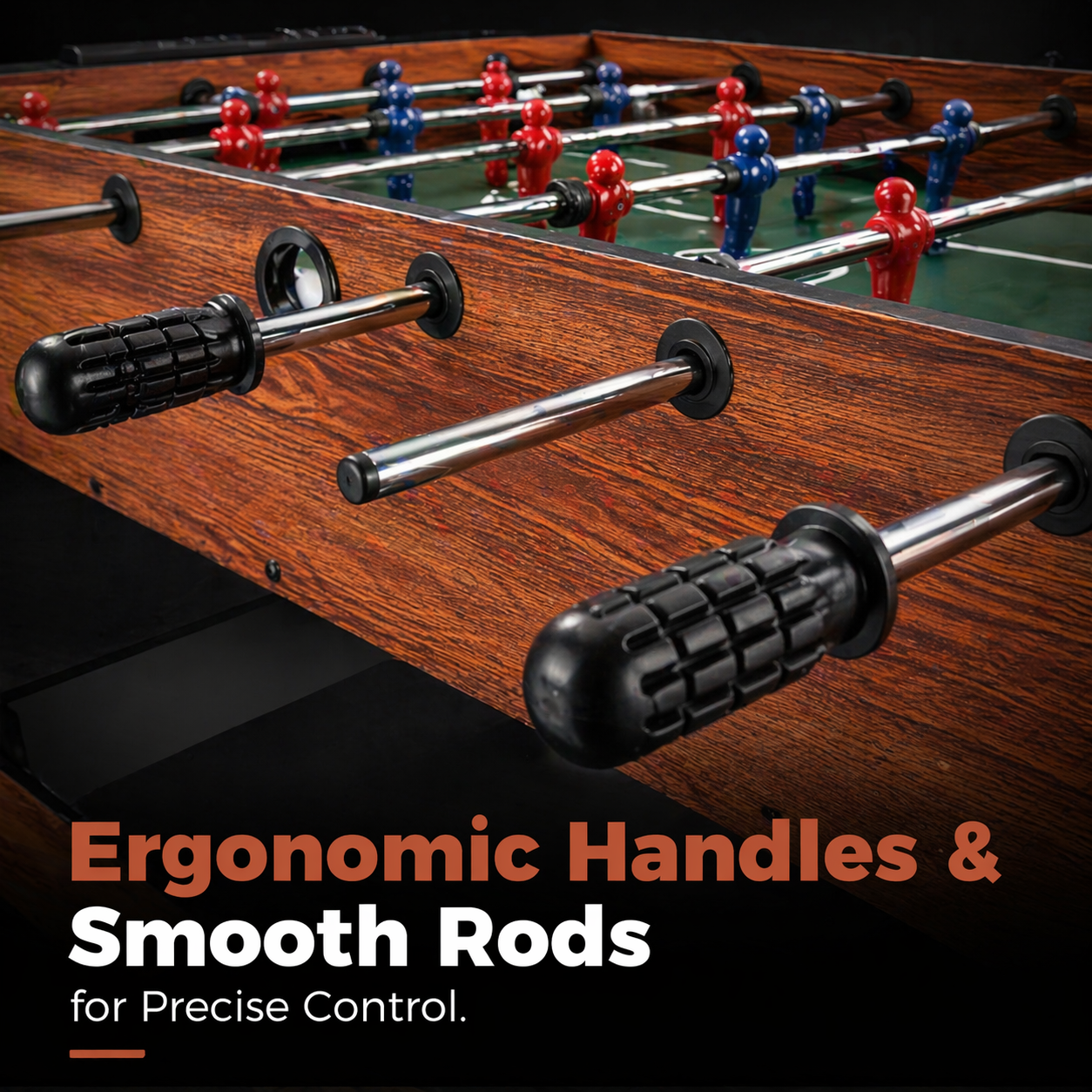 2-in-1 Full Size Foosball and Pool Combo Table with Legs | Black & Brown