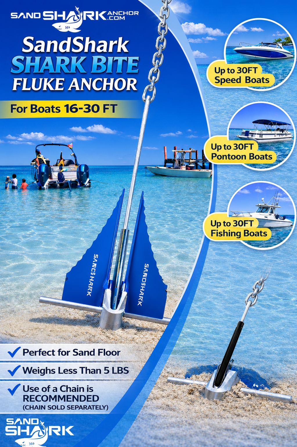 Fluke Anchor | Retractable Shaft (5lbs)