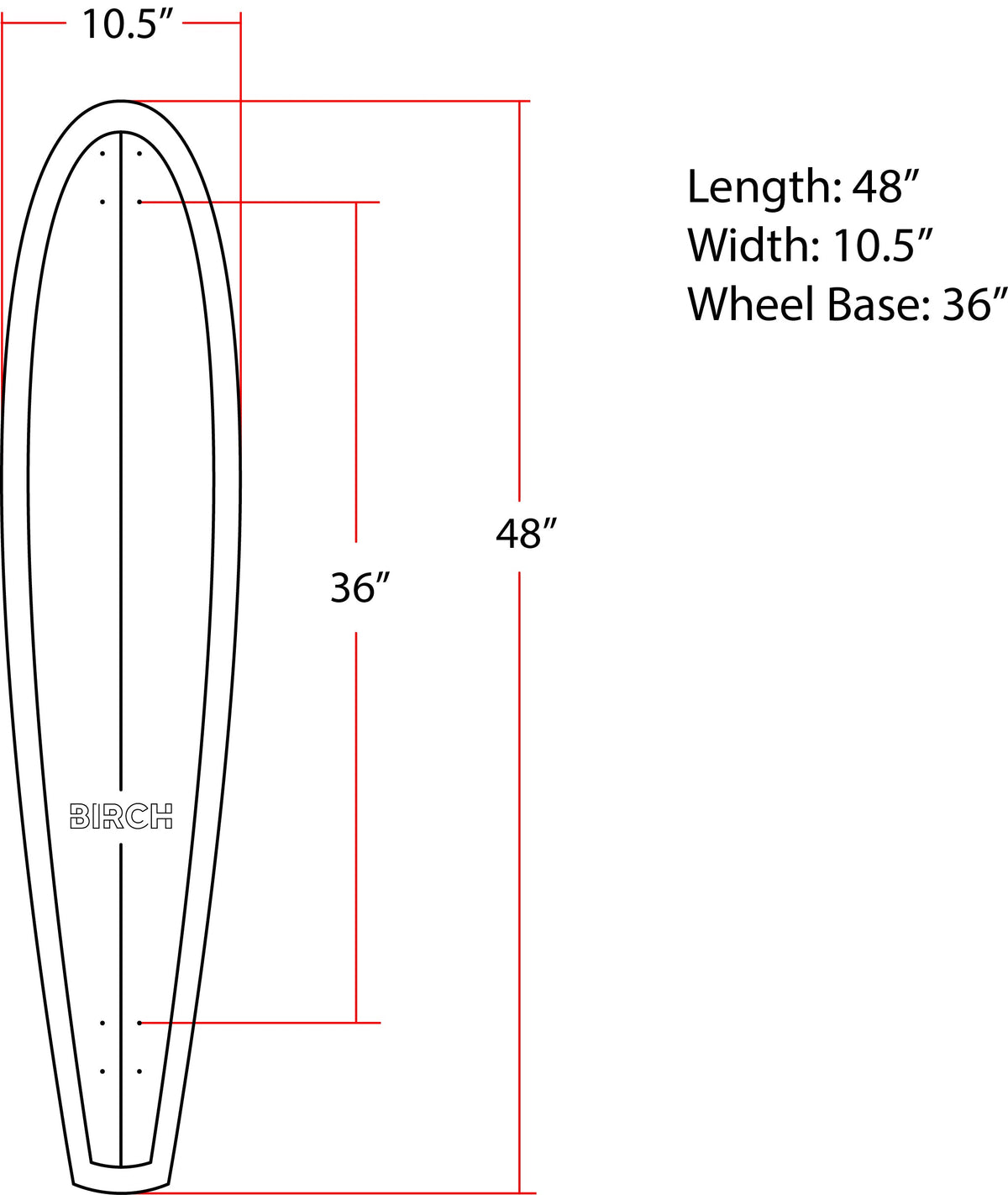 BIRCH 48" Classic Cruiser | Classic Retro Longboard Skateboard